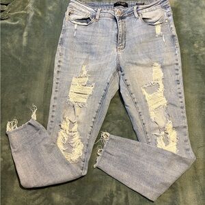 Judy Blue Light Blue Distressed Skinny Jeans